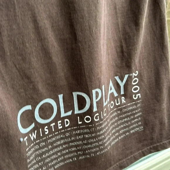 Coldplay 2005 Twisted Logic Tour Brown  Graphic T Shirt Size S - Picture 9 of 13